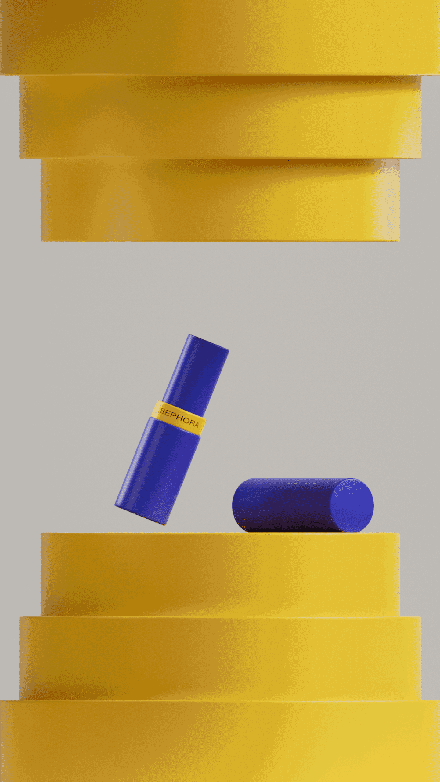 Rouge à lèvres flottant dans une animation minimaliste en motion design